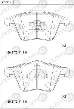 Asimco KD7222 - Əyləc altlığı dəsti, əyləc diski furqanavto.az