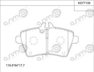 Asimco KD77139 - Əyləc altlığı dəsti, əyləc diski furqanavto.az