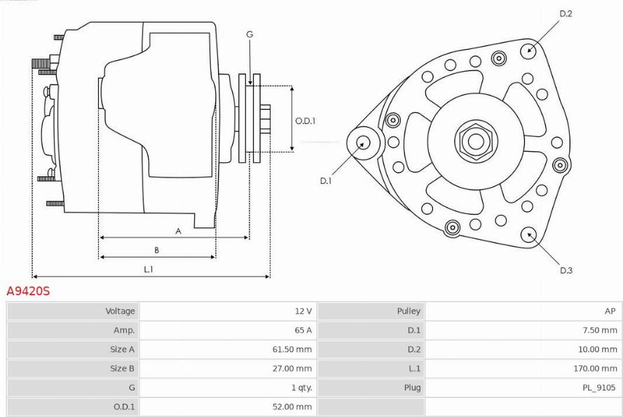 AS-PL A9420S - Alternator furqanavto.az