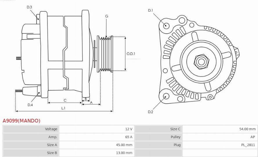 AS-PL A9099(MANDO) - Alternator furqanavto.az