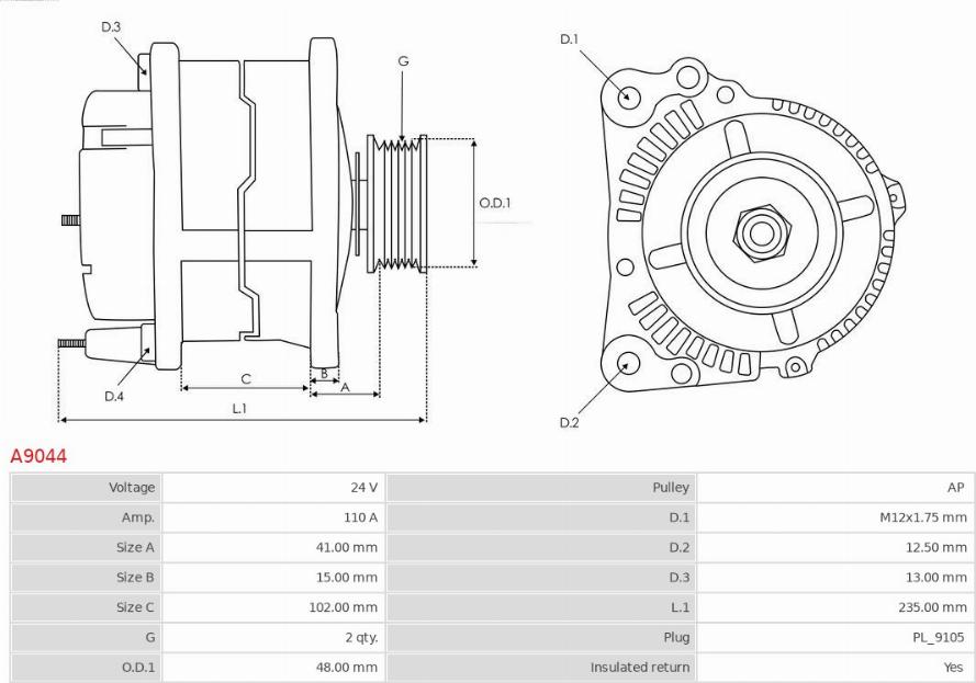 AS-PL A9044 - Alternator furqanavto.az