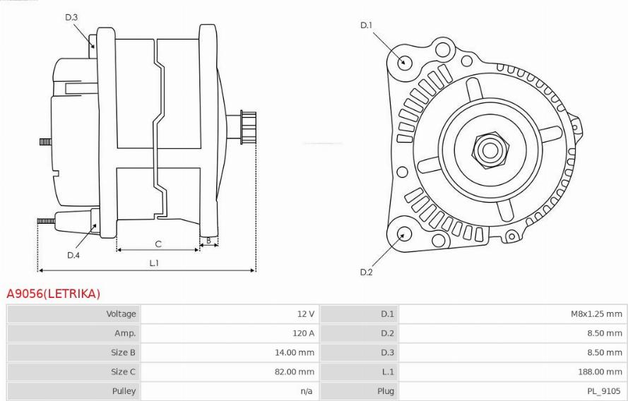 AS-PL A9056(LETRIKA) - Alternator furqanavto.az