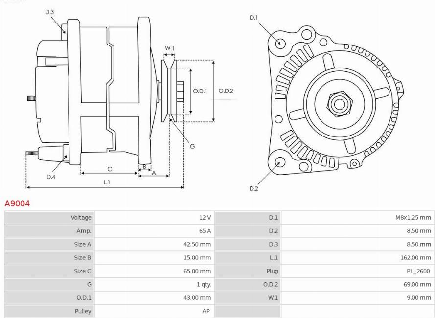 AS-PL A9004 - Alternator furqanavto.az