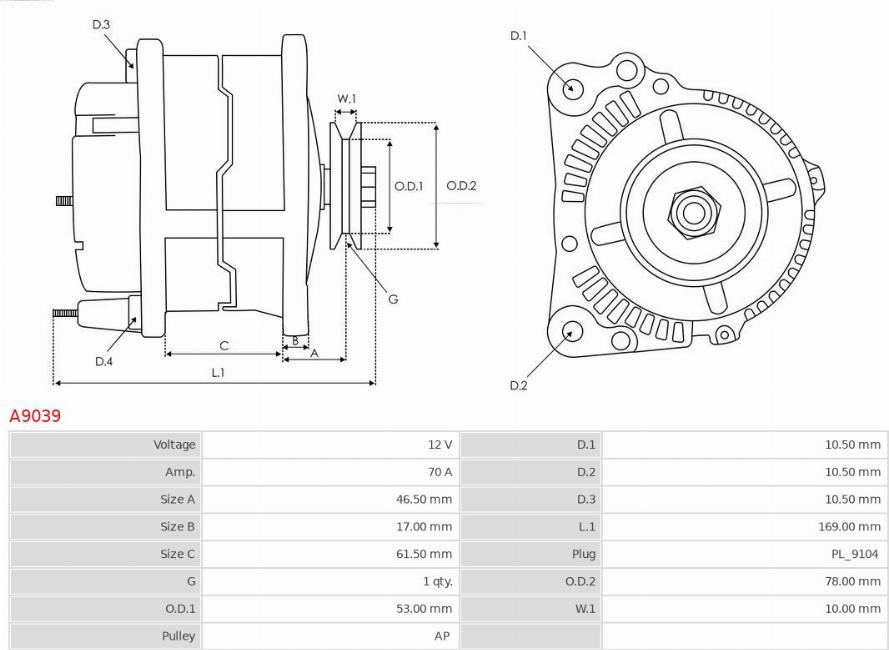 AS-PL A9039 - Alternator furqanavto.az