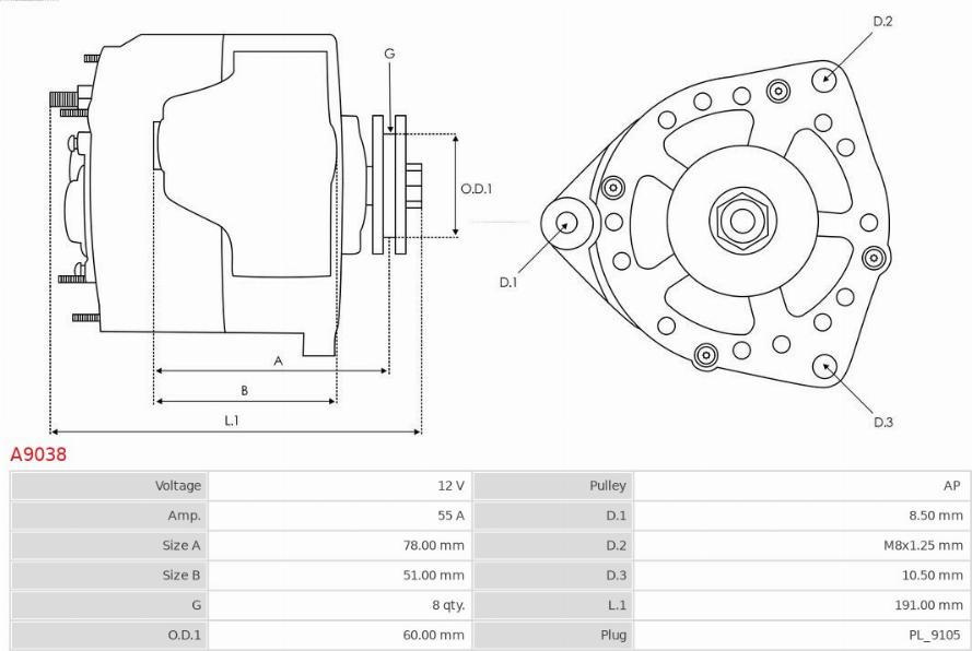 AS-PL A9038 - Alternator furqanavto.az