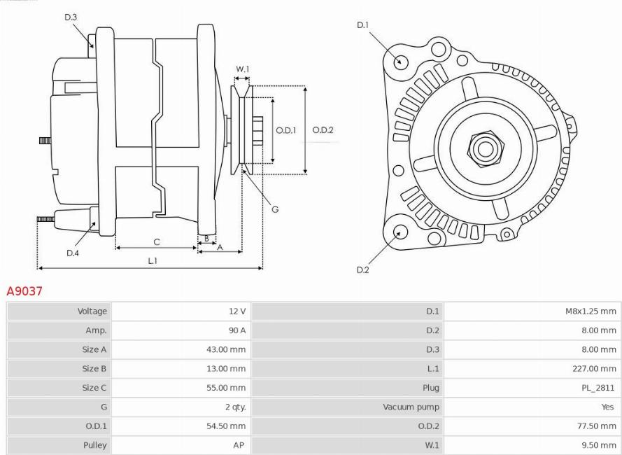 AS-PL A9037 - Alternator furqanavto.az