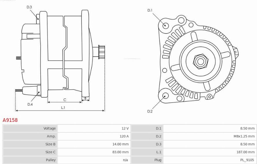 AS-PL A9158 - Alternator furqanavto.az