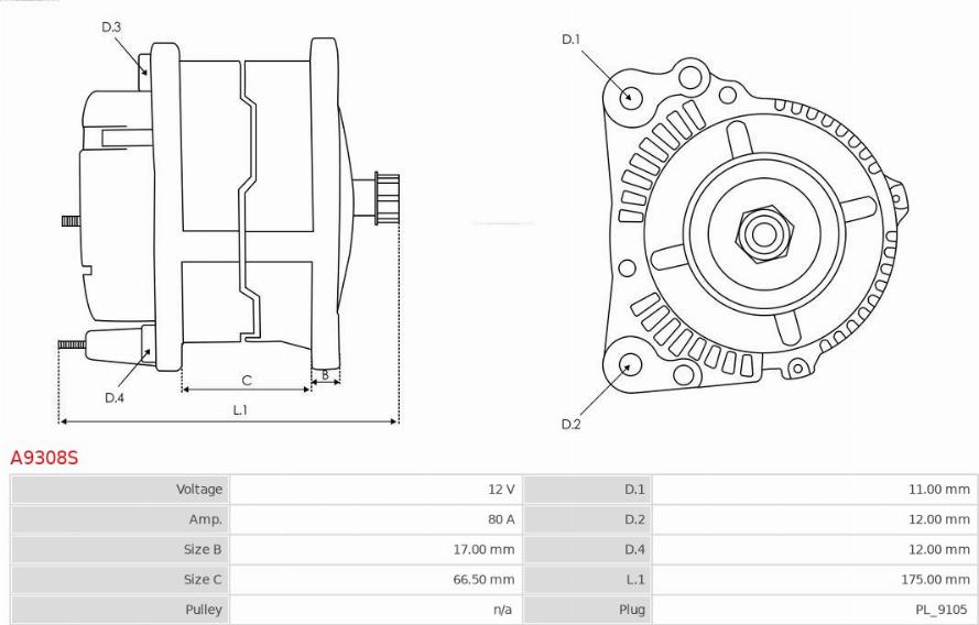 AS-PL A9308S - Alternator furqanavto.az