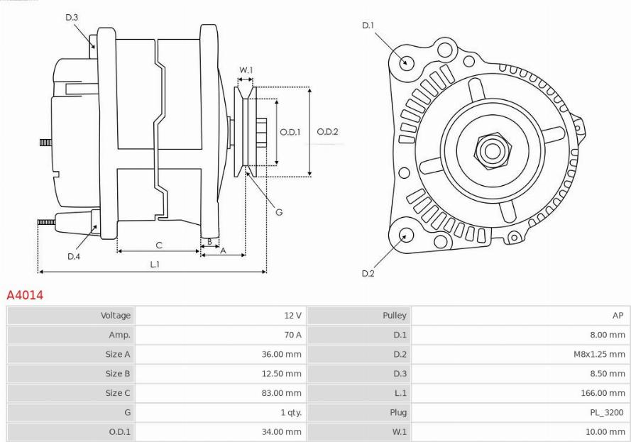 AS-PL A4014 - Alternator furqanavto.az