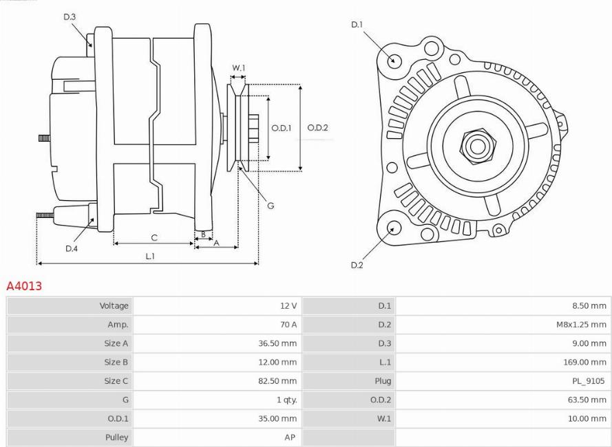 AS-PL A4013 - Alternator furqanavto.az