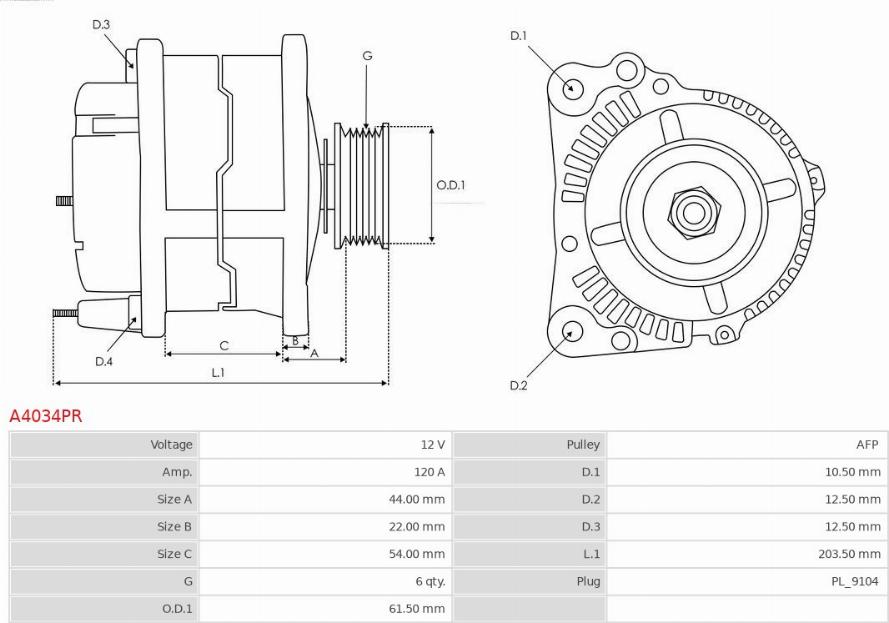 AS-PL A4034PR - Alternator furqanavto.az