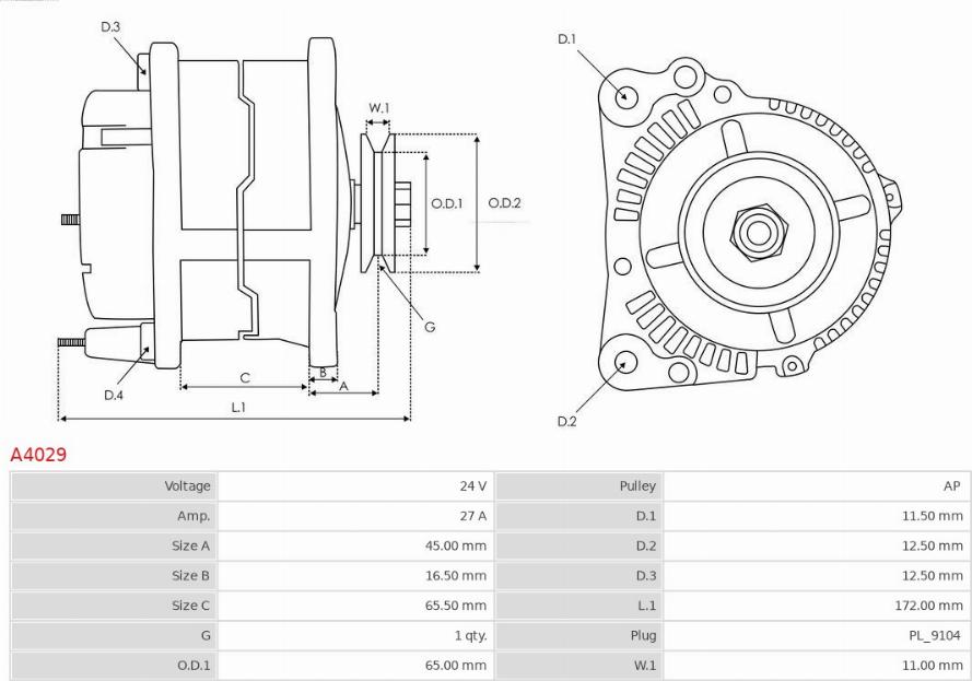 AS-PL A4029 - Alternator furqanavto.az