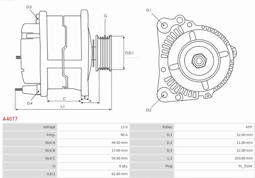 AS-PL A4077 - Alternator furqanavto.az