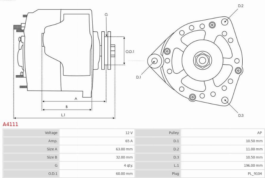 AS-PL A4111 - Alternator furqanavto.az