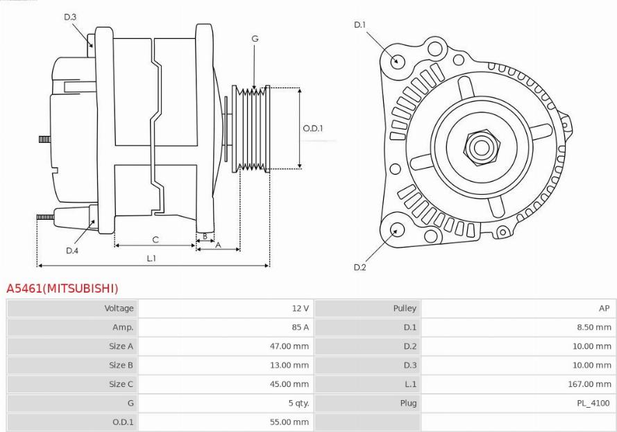 AS-PL A5461(MITSUBISHI) - Alternator furqanavto.az