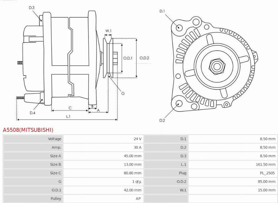 AS-PL A5508(MITSUBISHI) - Alternator furqanavto.az