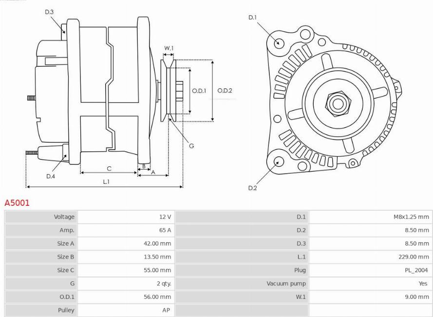 AS-PL A5001 - Alternator furqanavto.az