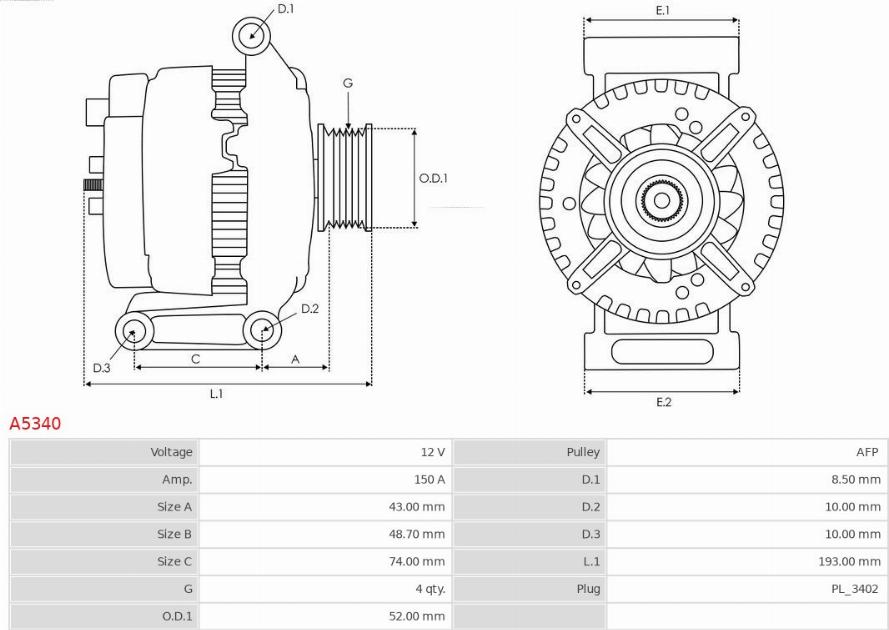 AS-PL A5340 - Alternator furqanavto.az