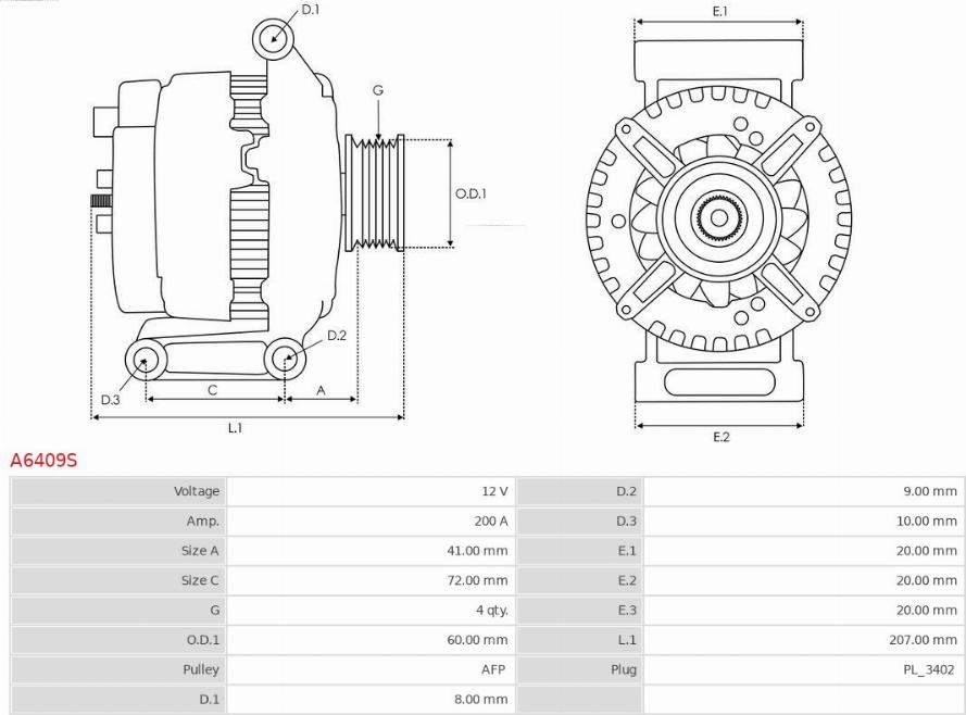 AS-PL A6409S - Alternator furqanavto.az