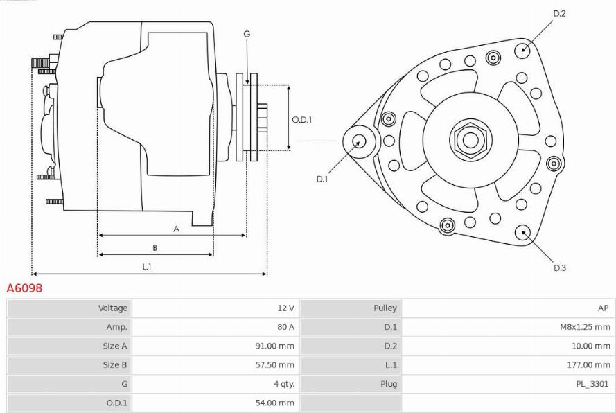 AS-PL A6098 - Alternator furqanavto.az