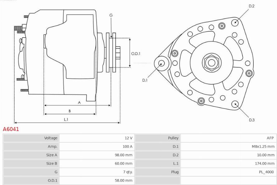 AS-PL A6041 - Alternator furqanavto.az