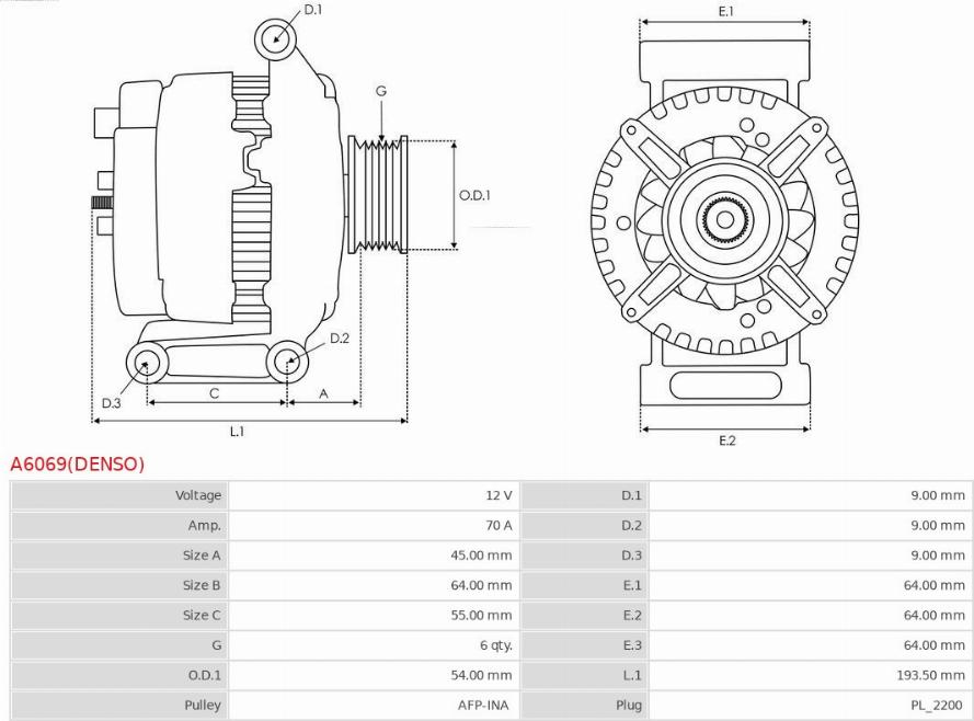 AS-PL A6069(DENSO) - Alternator furqanavto.az