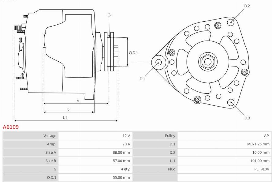 AS-PL A6109 - Alternator furqanavto.az