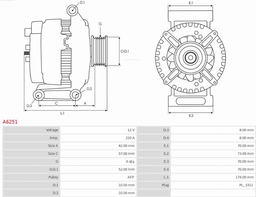 AS-PL A6251 - Alternator furqanavto.az