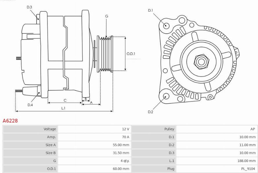 AS-PL A6228 - Alternator furqanavto.az