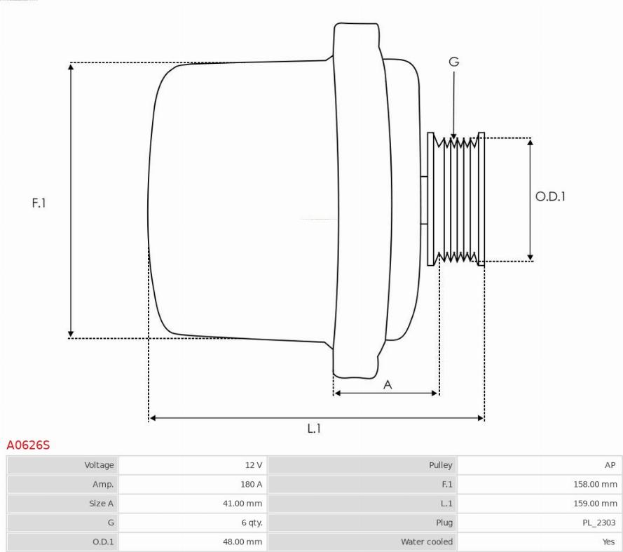 AS-PL A0626S - Alternator furqanavto.az