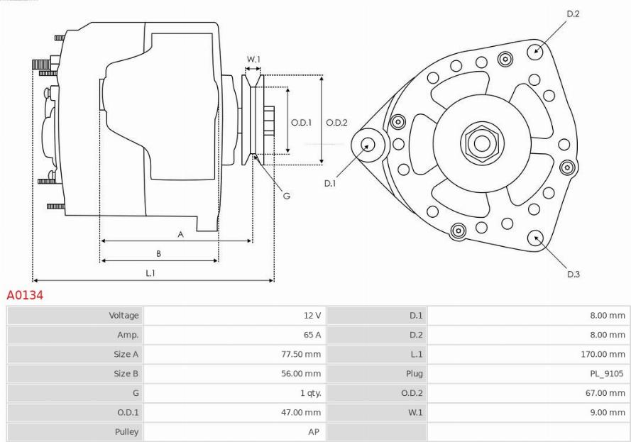 AS-PL A0134 - Alternator furqanavto.az