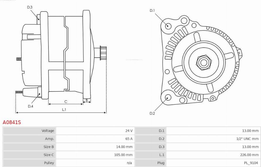 AS-PL A0841S - Alternator furqanavto.az