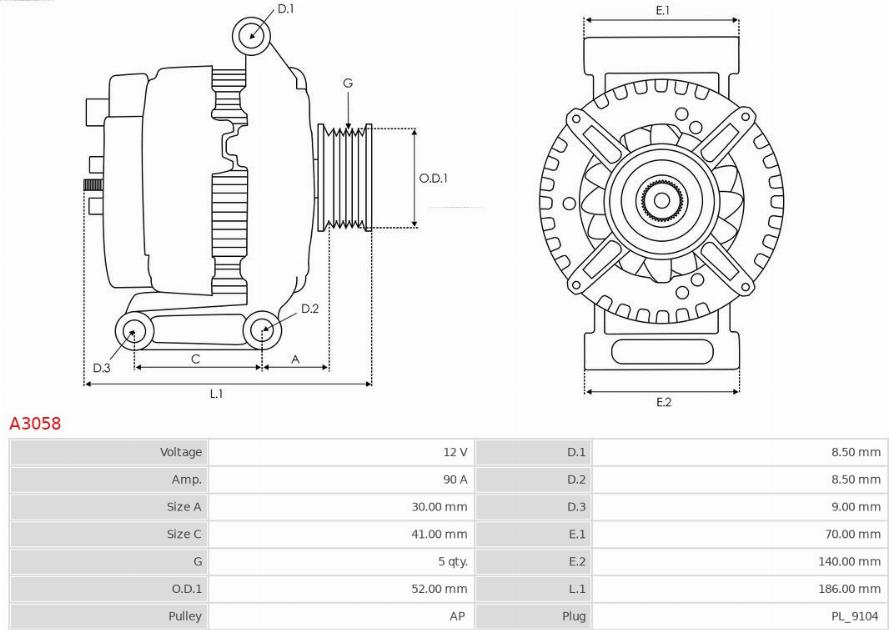 AS-PL A3058 - Alternator furqanavto.az