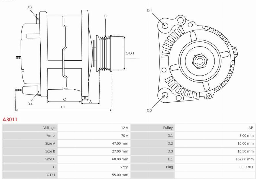 AS-PL A3011 - Alternator furqanavto.az