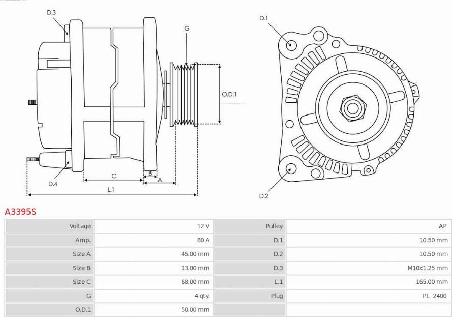 AS-PL A3395S - Alternator furqanavto.az