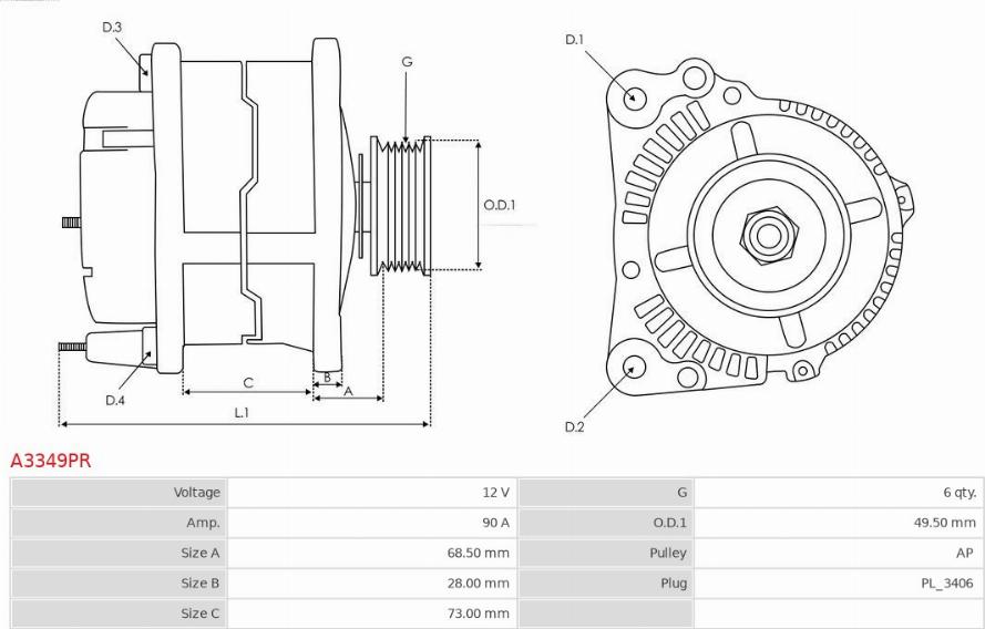 AS-PL A3349PR - Alternator furqanavto.az