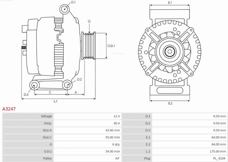 AS-PL A3247 - Alternator furqanavto.az