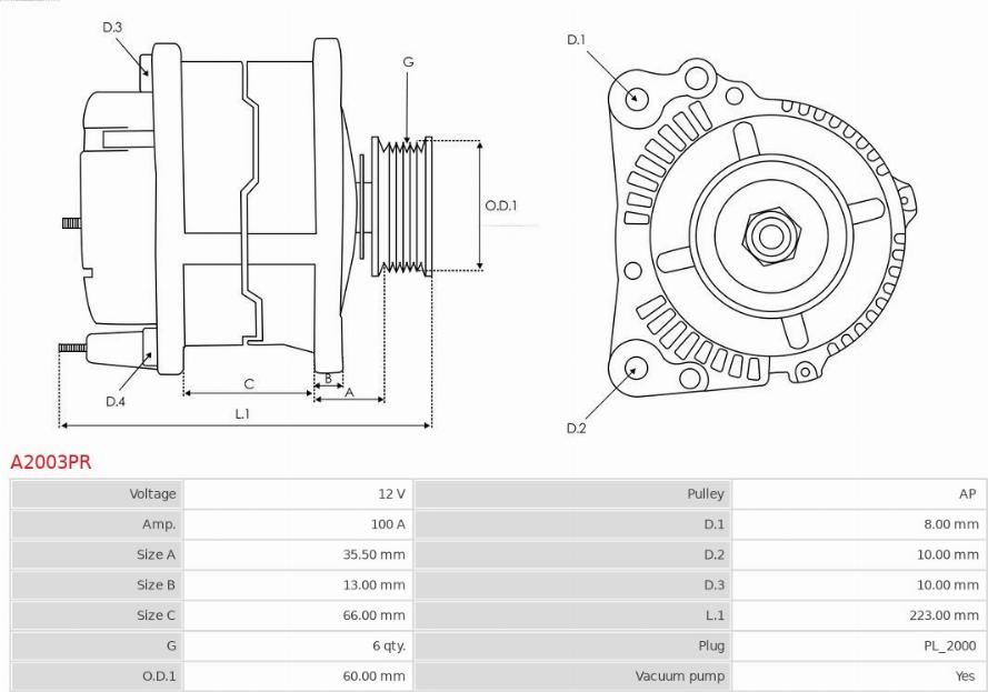 AS-PL A2003PR - Alternator furqanavto.az