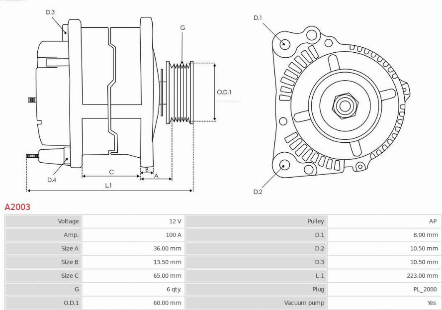 AS-PL A2003 - Alternator furqanavto.az