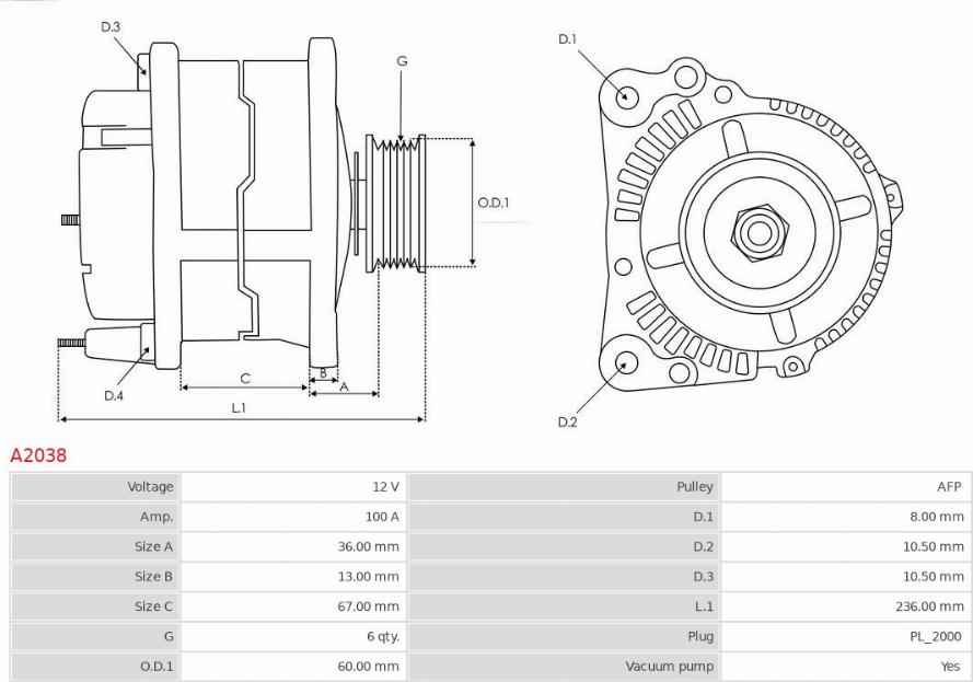 AS-PL A2038 - Alternator furqanavto.az