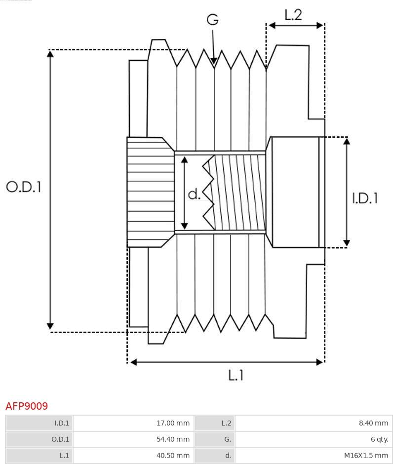 AS-PL AFP9009 - Kasnak, alternator, sərbəst dönərli mufta furqanavto.az