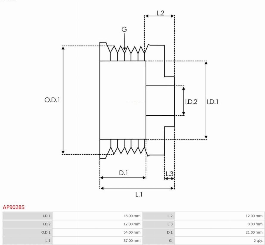 AS-PL AP9028S - Kasnak, alternator, sərbəst dönərli mufta furqanavto.az