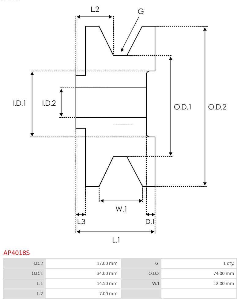 AS-PL AP4018S - Kasnak, alternator, sərbəst dönərli mufta furqanavto.az