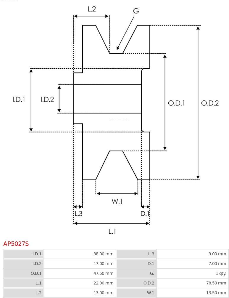 AS-PL AP5027S - Kasnak, alternator, sərbəst dönərli mufta furqanavto.az