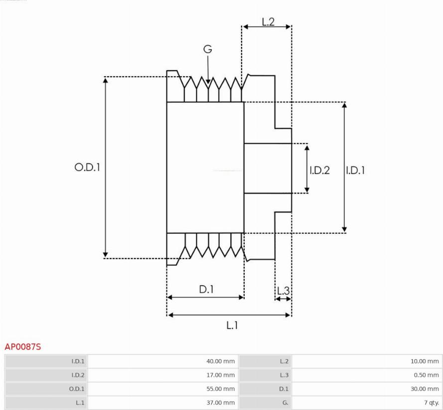 AS-PL AP0087S - Kasnak, alternator, sərbəst dönərli mufta furqanavto.az