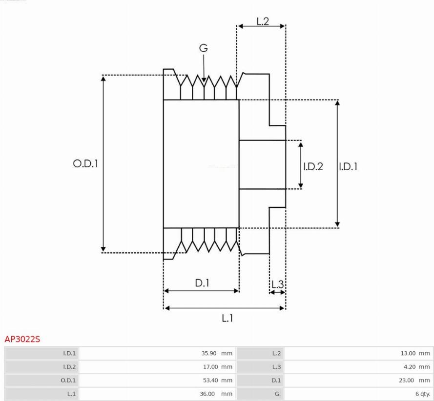 AS-PL AP3022S - Kasnak, alternator, sərbəst dönərli mufta furqanavto.az