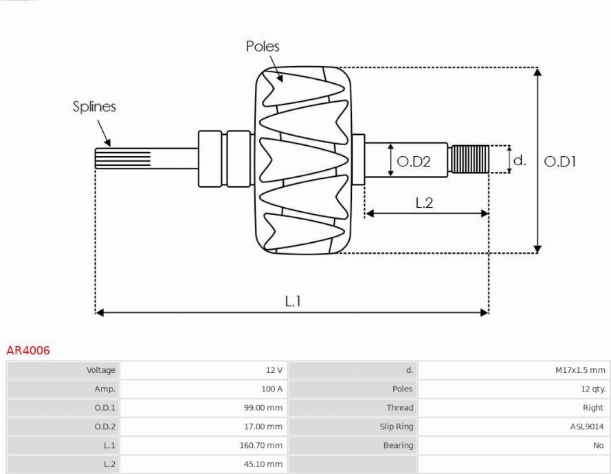 AS-PL AR4006 - Rotor, alternator furqanavto.az