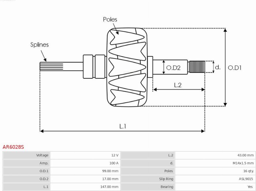 AS-PL AR6028S - Rotor, alternator furqanavto.az