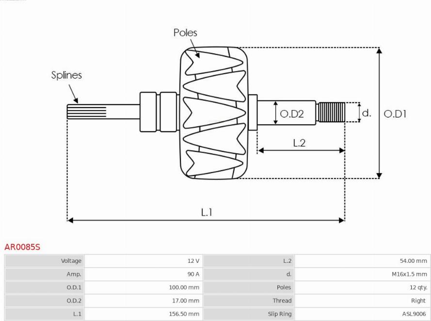 AS-PL AR0085S - Rotor, alternator furqanavto.az