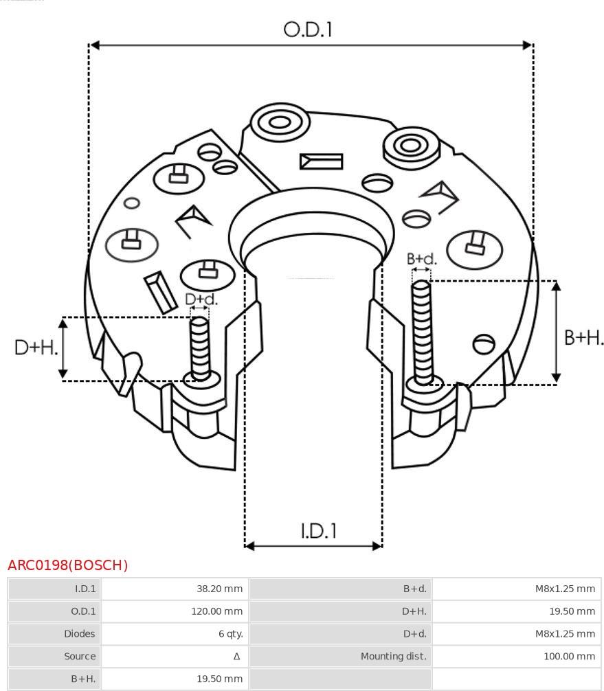 AS-PL ARC0198(BOSCH) - Düzləşdirici, alternator furqanavto.az